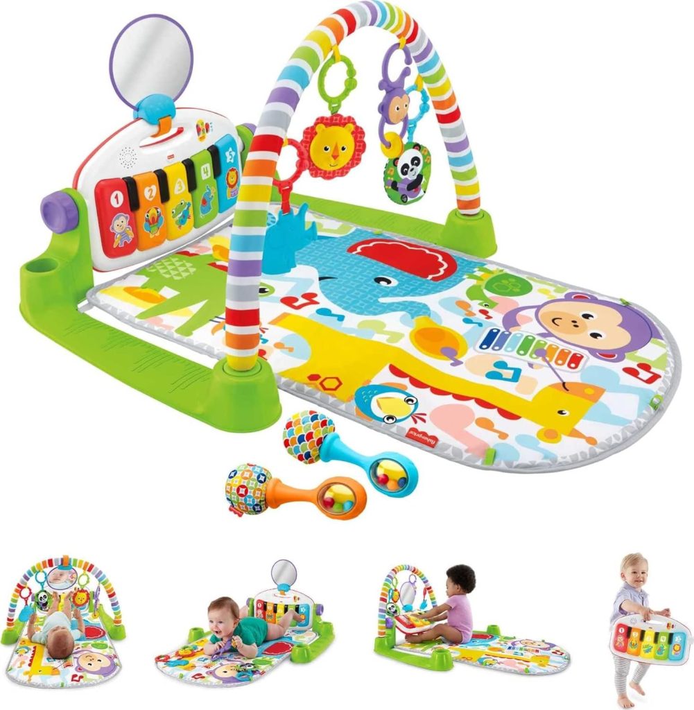 Fisher-Price Baby Bouncer Animal Wonders Jumperoo Activity Center  Fisher-Price Baby Playmat Deluxe Kick  Play Piano Gym  Maracas with Smart Stages Learning Content