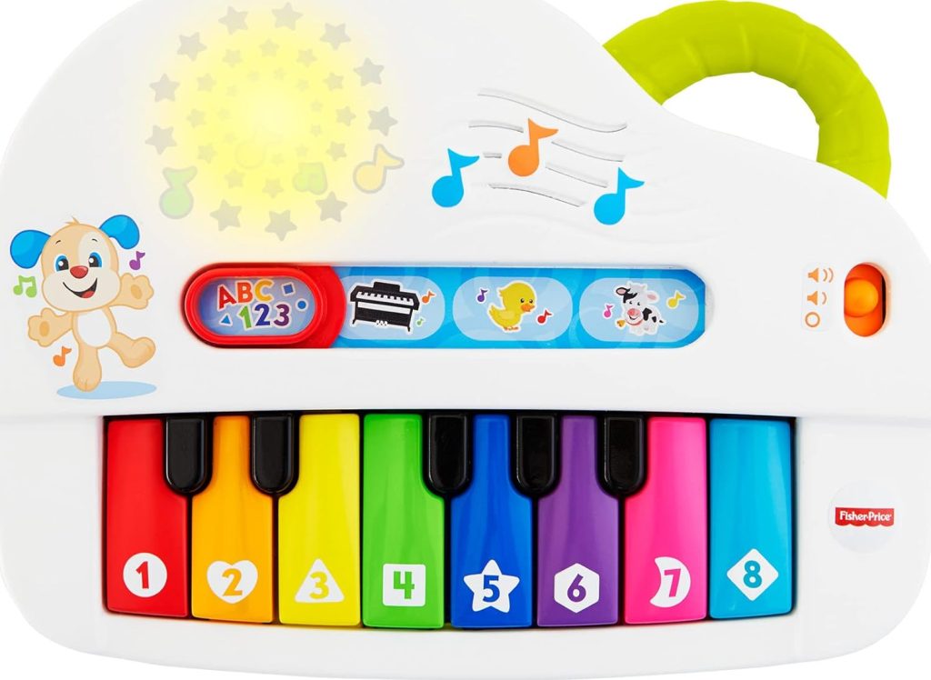 Fisher-Price Laugh  Learn Baby Toy Silly Sounds Light-Up Piano With Learning Content  Music For Ages 6+ Months