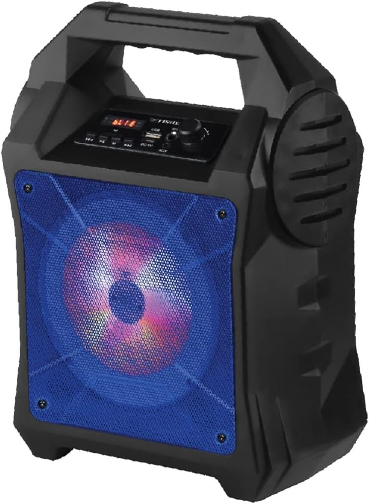 Fisher Speakers Bluetooth Wireless with Lights 300w Peak Power 6.5 DJ Blast Beats Karoke Machine. Light Up Speaker, Bluetooth, and Microohone Input (Blue)