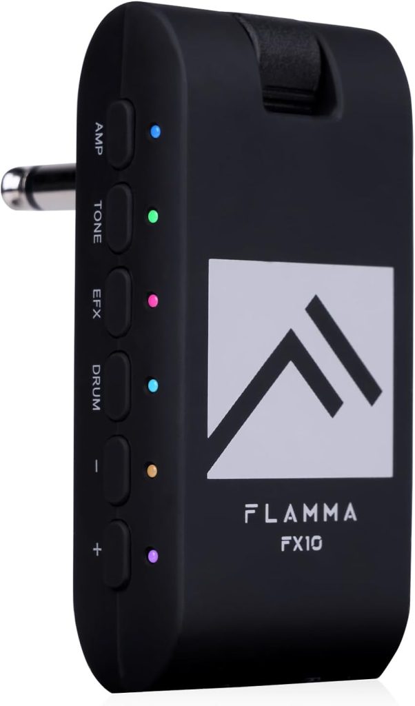FLAMMA Guitar Headphone Amp Portable with 28 Drum Grooves 14 Built-in Effects 14 Amplifier Models 5 Tone Colors Support Bluetooth USB Audio Recording and Playback OTG Function Home Practice