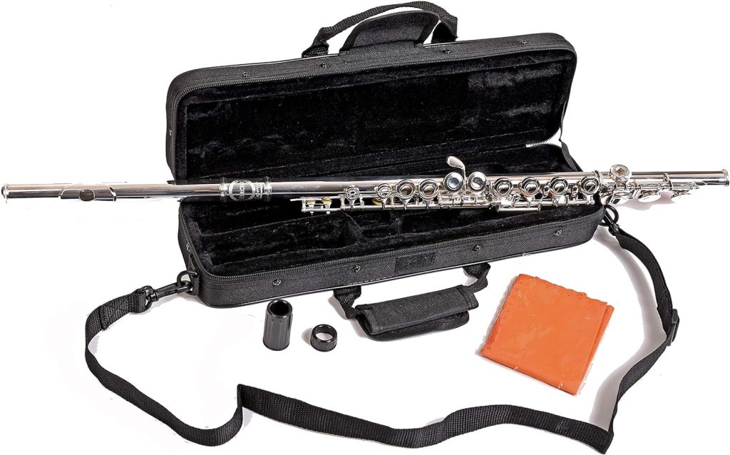 Flute Herche Superior Flute M2 Upgraded! | Professional Grade Musical Instruments for All Levels | SOLID NICKEL-SILVER | Complete Set, Shoulder Carry Case, Cleaning Rod, Tenon protectors, Service Plan