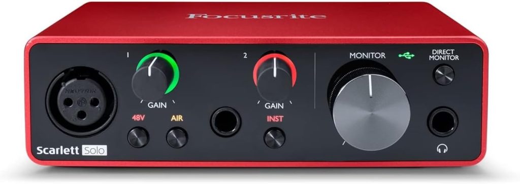 Focusrite Scarlett Solo 3rd Gen USB Audio Interface, for the Guitarist, Vocalist, Podcaster or Producer — High-Fidelity, Studio Quality Recording, and All the Software You Need to Record
