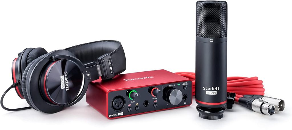 Focusrite Scarlett Solo Studio 3rd Gen USB Audio Interface Bundle for the Guitarist, Vocalist or Producer with Condenser Microphone and Headphones for Recording, Songwriting, Streaming, and Podcasting