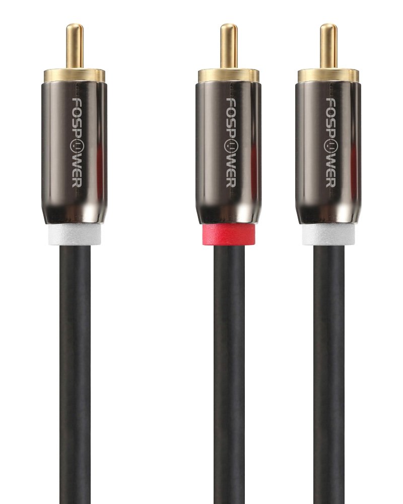FosPower RCA Y-Adapter (6 Feet), 1 RCA Male to 2 RCA Male Y Splitter Digital Stereo Audio Cable for Subwoofer, Home Theater, Hi-Fi - Dual Shielded | 24K Gold Plated