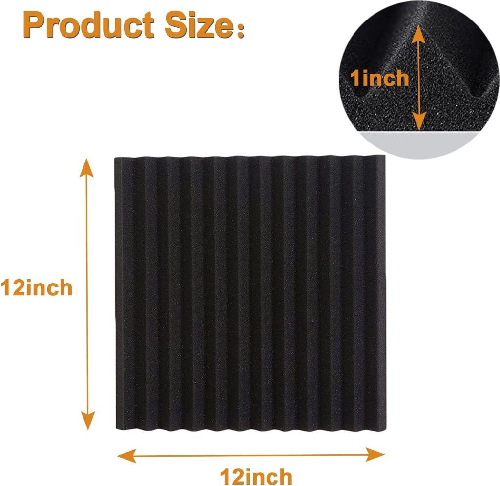 Frcevzoie 52 PACK Acoustic Foam Panels 12”×12”×1” Indoor Sound Insulation Board, Suitable for Sound Training Room, Anchor Room, Movie Theater and All Acoustic Improvement (Black/Green)
