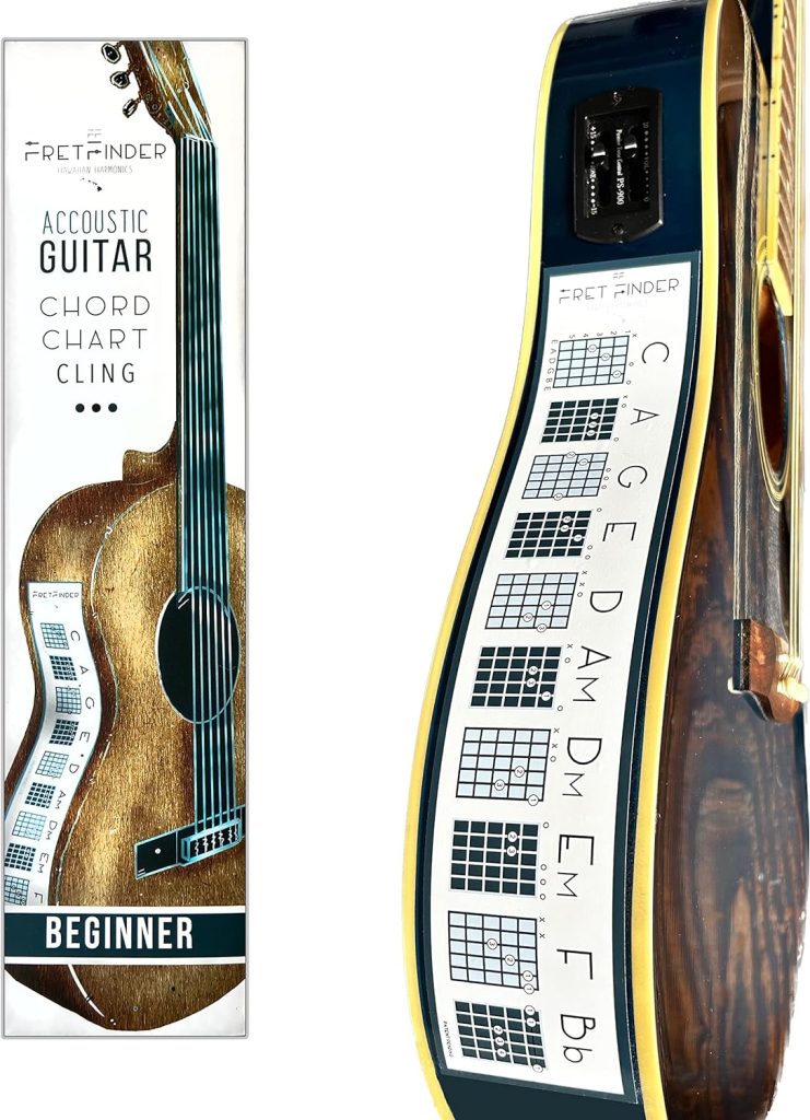 Fret Finder- Chord Chart Removable Cling- for Acoustic Guitar- Beginner Chord Chart