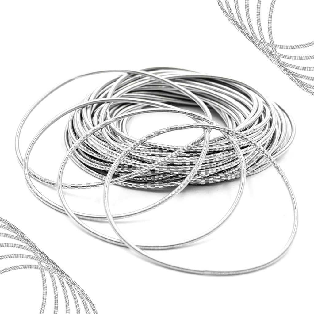 FROG SAC 36 Guitar String Bracelets for Women, 2mm Silver Metal Bangle Bracelets for Girls, Stackable Bracelets for Women, Girl Spiral Bracelet, Womens Coil Jewelry Spiral Bracelet