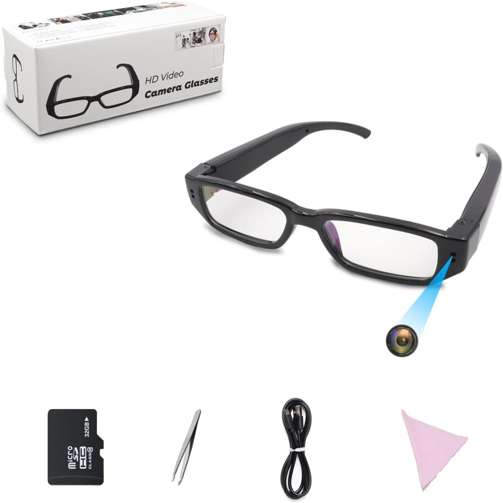 Fueiyita spy Camera Glasses, Hd 1080p Eyewear Video Recording Camera for Meeting, Travel, Sports, Built-in 32g Memory Card No Bluetooth or WiFi…