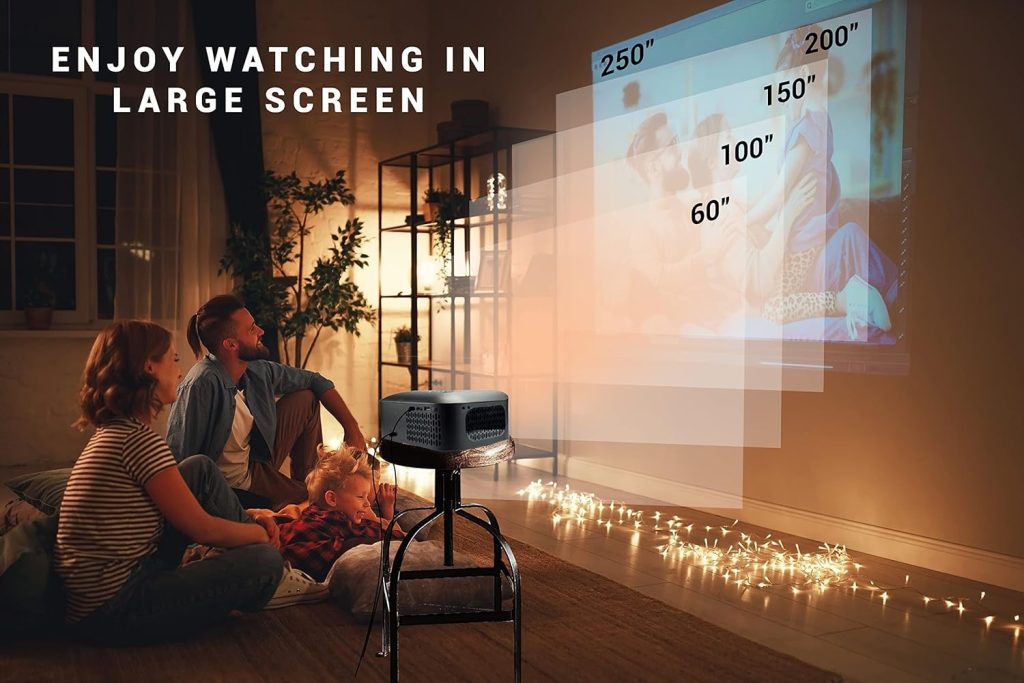 FUSION5 Native 1080p projector with Wifi and Bluetooth - Support 4K 250 Display Projector - 7000 Lumens Portable Movie Projector with Speakers - USB, HDMI, Android, iOS, TV Stick Compatible