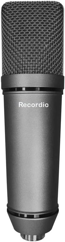 GAM-U87 Capsules Studio Sound Recording Condenser Microphone with Microphone Shock Mount Cardioid Condenser Studio XLR Microphone, Black, Ideal for Project/Home Studio Applications (Silver)