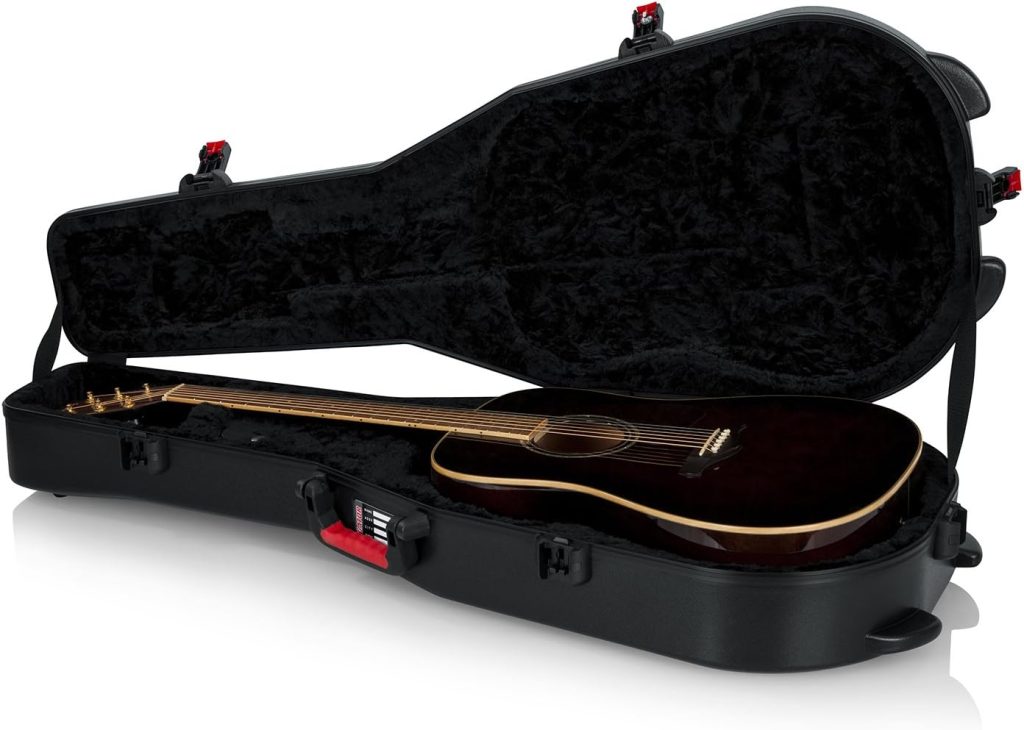 Gator Cases Molded Flight Case For Acoustic Dreadnought Guitars With TSA Approved Locking Latch; (GTSA-GTRDREAD),Black