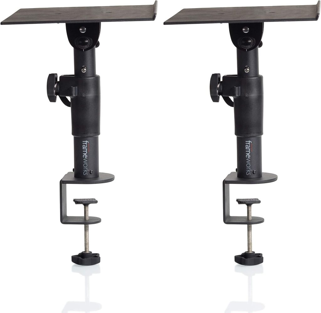 Gator Frameworks Desktop Clamp-On Studio Monitor and Speaker Stand - Set of 2 (GFWSPKSTMNDSKCMP)