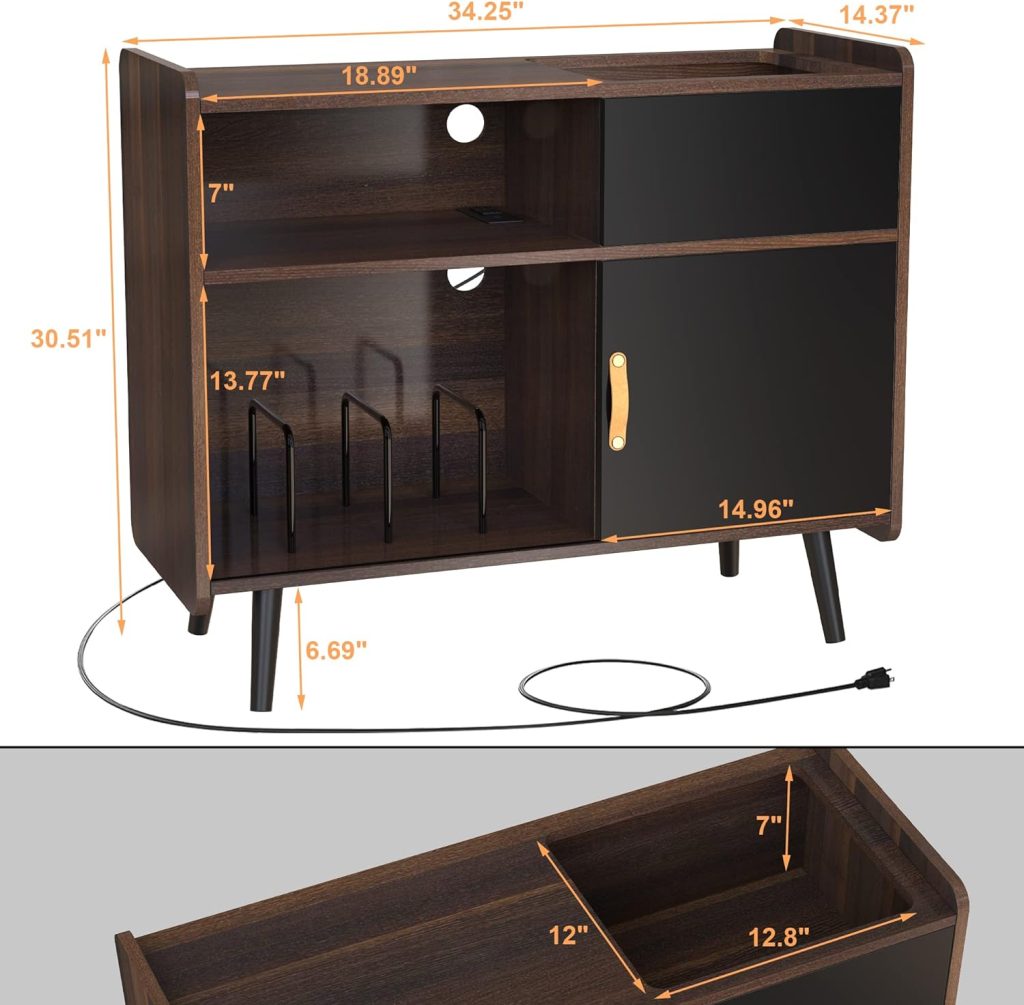 Lerliuo Record Player Stand with 4 Cabinet Holds Up to 220 Albums