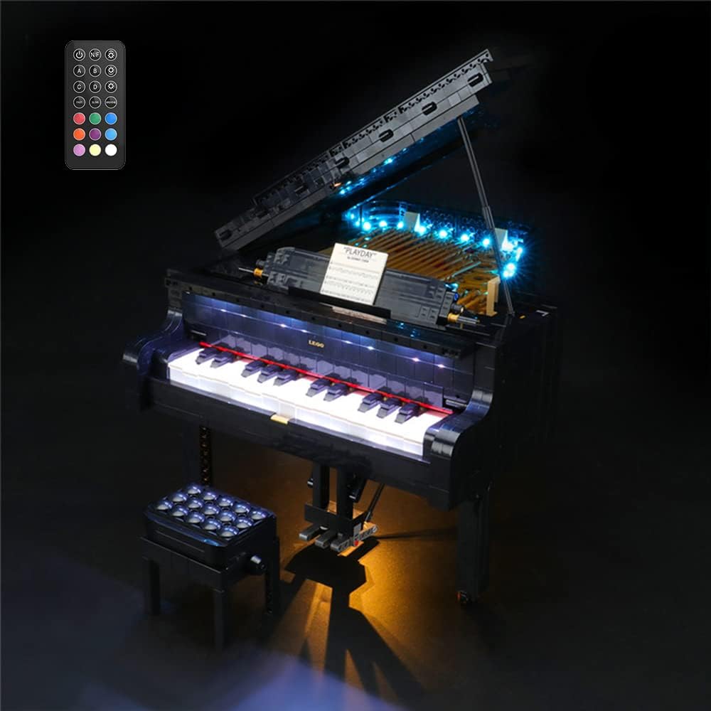 GEAMENT LED Light Kit (Remote Control) Compatible with Lego Grand Piano - for Ideas 21323 Building Model (Model Set Not Included)