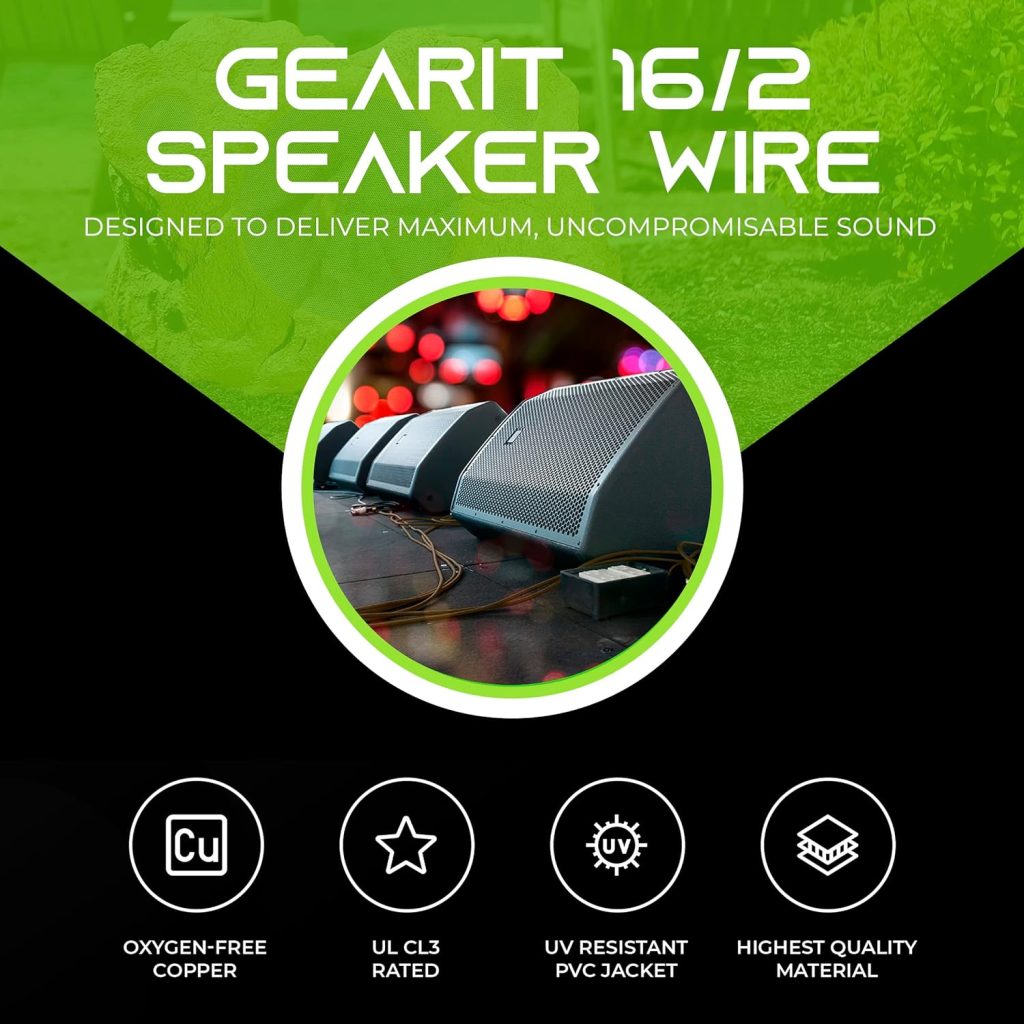GearIT 14/2 Speaker Wire (250 Feet) 14AWG Gauge - Outdoor Direct Burial in Ground/in Wall / CL3 CL2 Rated / 2 Conductors - OFC Oxygen-Free Copper, Black 250ft