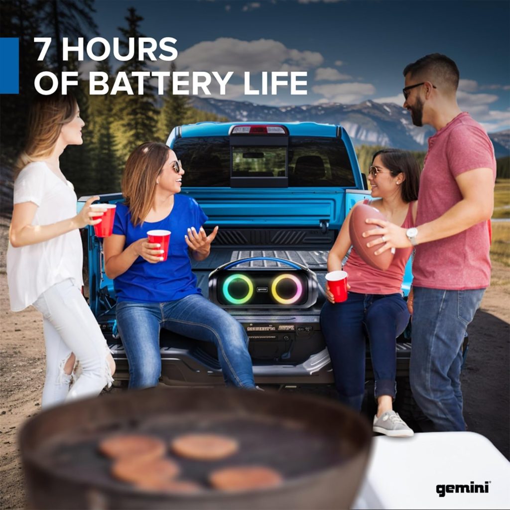 Gemini Sound GGO-230L 50W Bluetooth Speaker Boombox: Portable Wireless IPX5 Waterproof Speaker with FM Radio, LED Party Lighting, Power Bank, and Long-Lasting Rechargeable Battery : Electronics