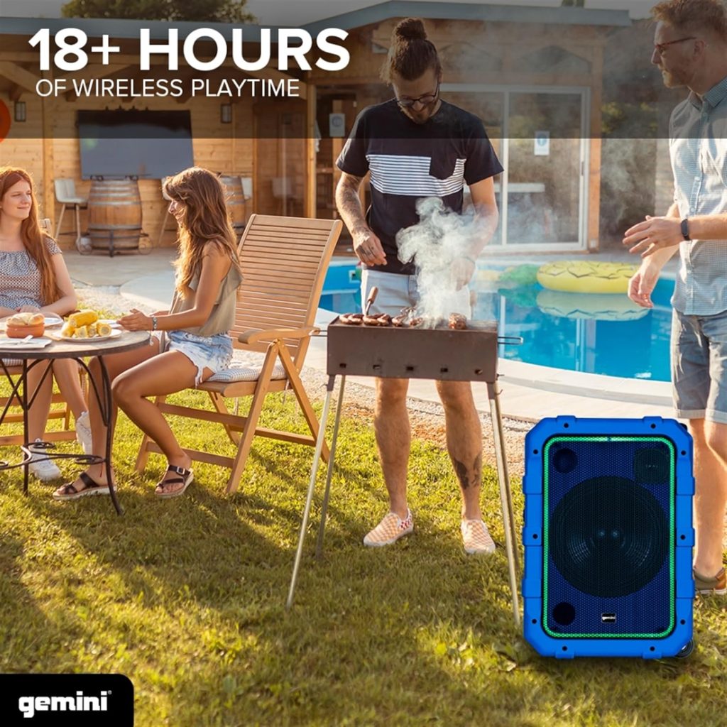 Gemini Sound MPA-2400 240 Watts Wireless IPX4 Waterproof Outdoor Portable Tailgate Party Bluetooth Speaker on Wheels with Big 24 Inch Woofer and Trolley Handle : Musical Instruments