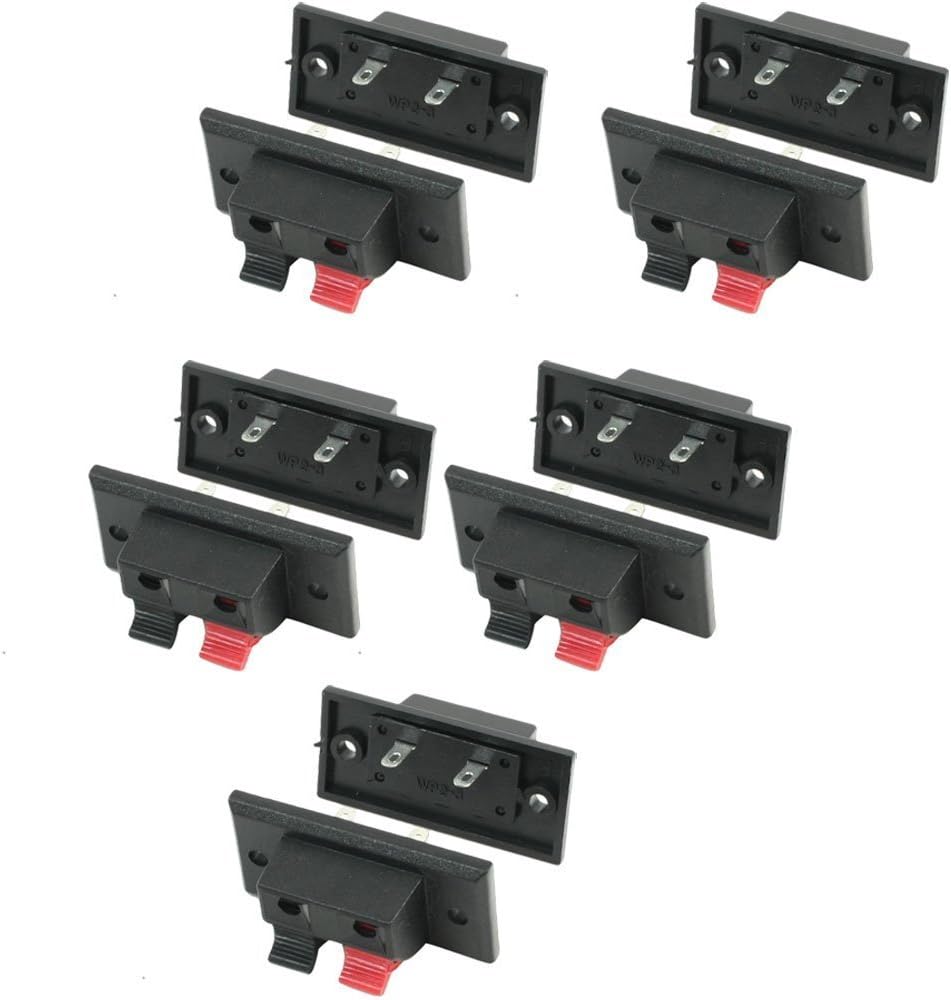 GFORTUN 10 Pack Push in Type Right Angel Stereo Speaker Terminal Strip Board Connector 2 Positions for Speaker Parts