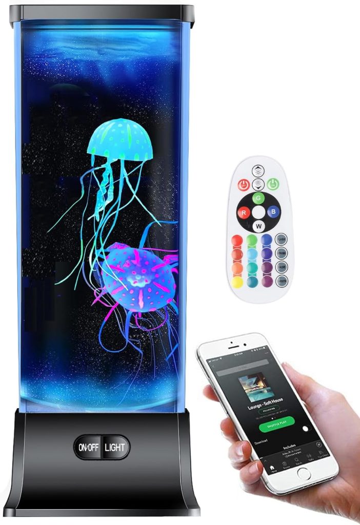 Gifts for Kids Boy Girl Men Women Birthday Christmas Thanksgiving All Holiday Jellyfish Lava Lamp with Music Bluetooth Speaker Table Sensory Night Mood Light