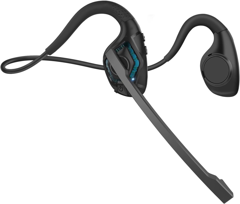 Giveet Bluetooth Headset with Microphone, Open Ear Headphones Wireless Noise Cancelling for Phone Laptop PC Computer, 10 Hours Playtime, Lightweight  Comfortable for Office Driving Working Home