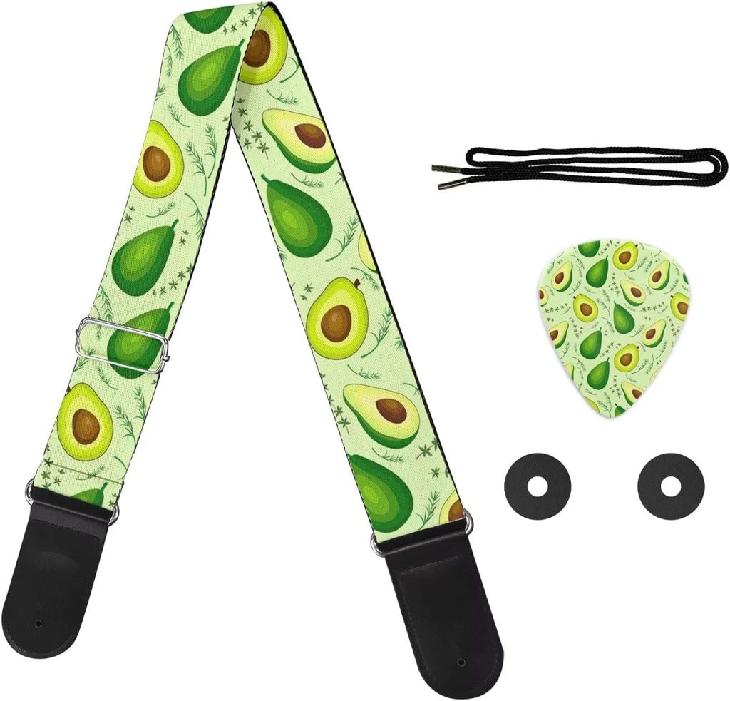 GLENLCWE Colorful Sea Turtle Print Guitar Strap and Picks for Acoustic Electric Bass Guitars