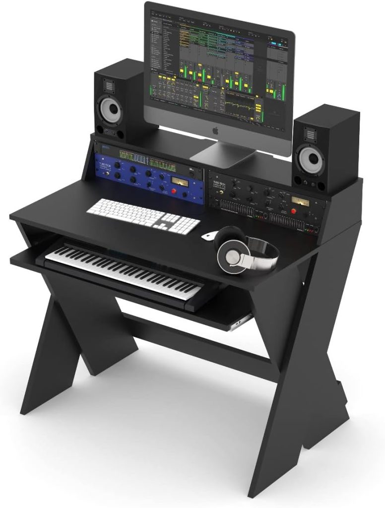 Glorious Compact Professional Studio Workstation, Black (AMS-Sound-Desk-COM-BLK)