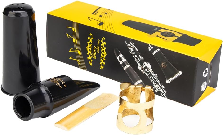 Glory Alto Saxophone Mouthpiece Kit with Ligature,one reed and Plastic Cap-Gold