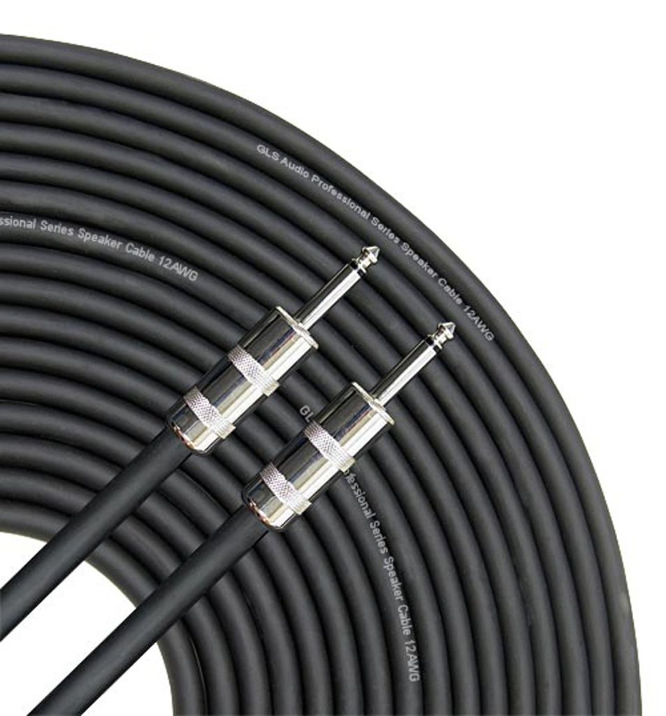 GLS Audio Speaker Cable 1/4 to 1/4 - 12 AWG Professional Bass/Guitar Speaker Cable for Amp - Black, 3 Ft.