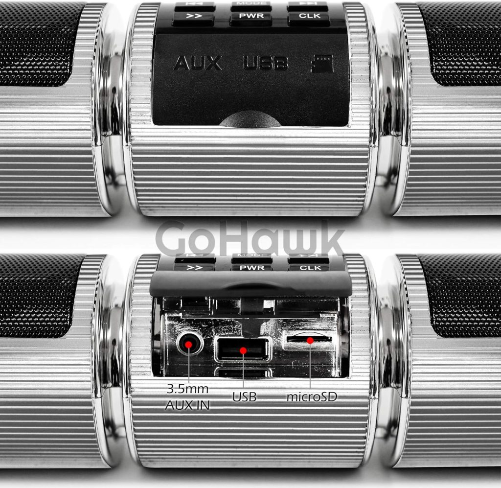 GoHawk RD8 Gen.2 Waterproof Bluetooth Motorcycle ATV Stereo Speakers Soundbar 7/8 to 1-1/4 in. Handlebar Mount MP3 Music Player Audio Amplifier System, AUX-in, USB microSD, FM Radio