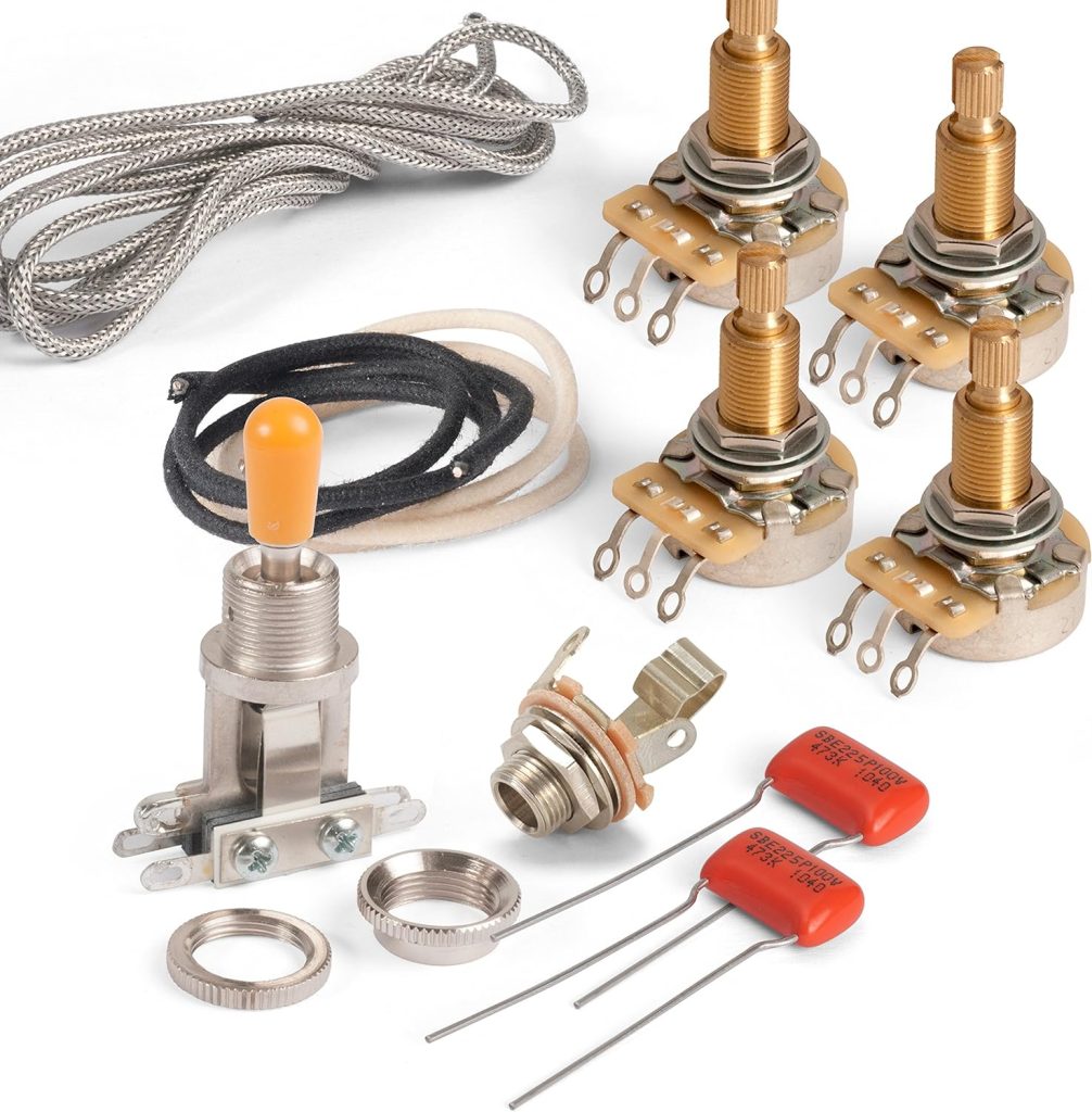 Golden Age Premium Wiring Kit for Gibson Les Paul Guitar with Standard-Shaft CTS pots and chrome Switchcraft switch