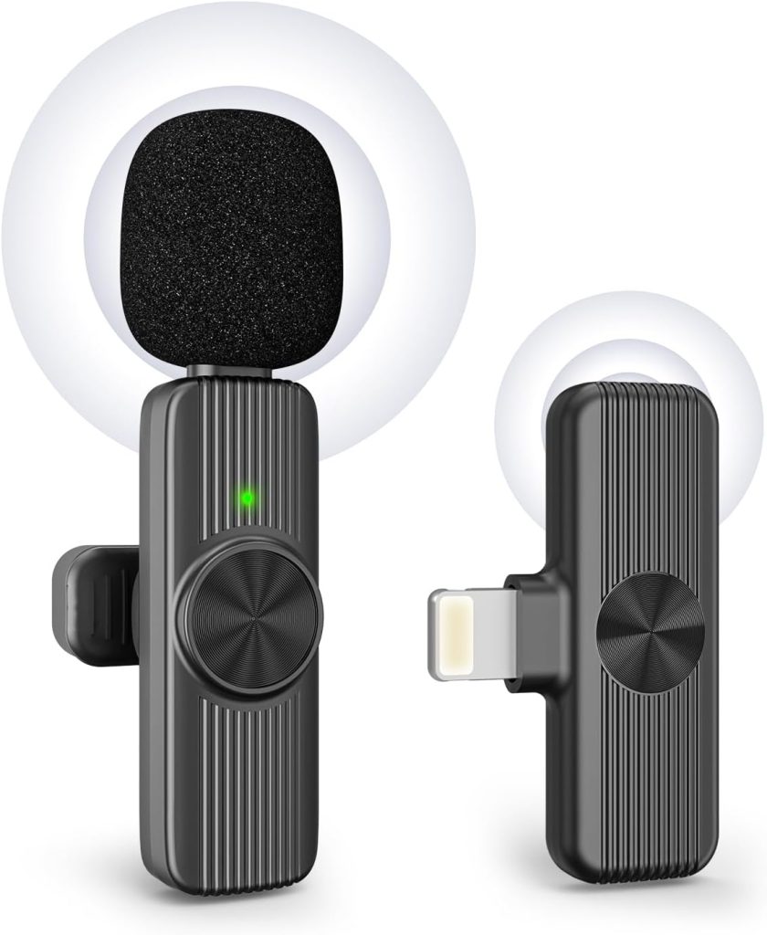 GoorDik Wireless Lavalier Microphone for iPhone Recording, Portable Clip-On Mini Mic for iPhone Audio/Video Recording, Cordless Lapel Lav Mic for Content CreatorsInfluencersYoutubers/Tiktok Starters