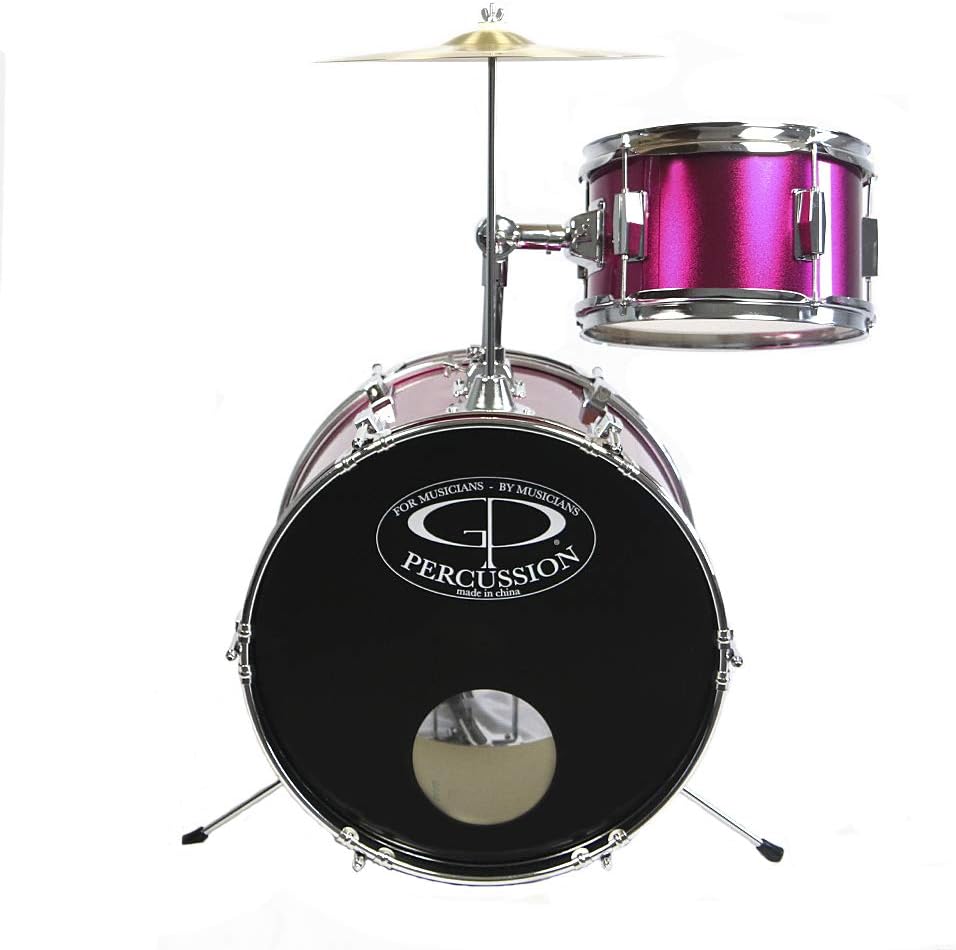 GP Percussion GP50MPK Complete Junior Drum Set (Pink, 3-Piece Set)