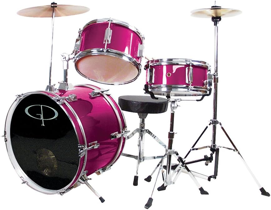 GP Percussion GP50MPK Complete Junior Drum Set (Pink, 3-Piece Set)