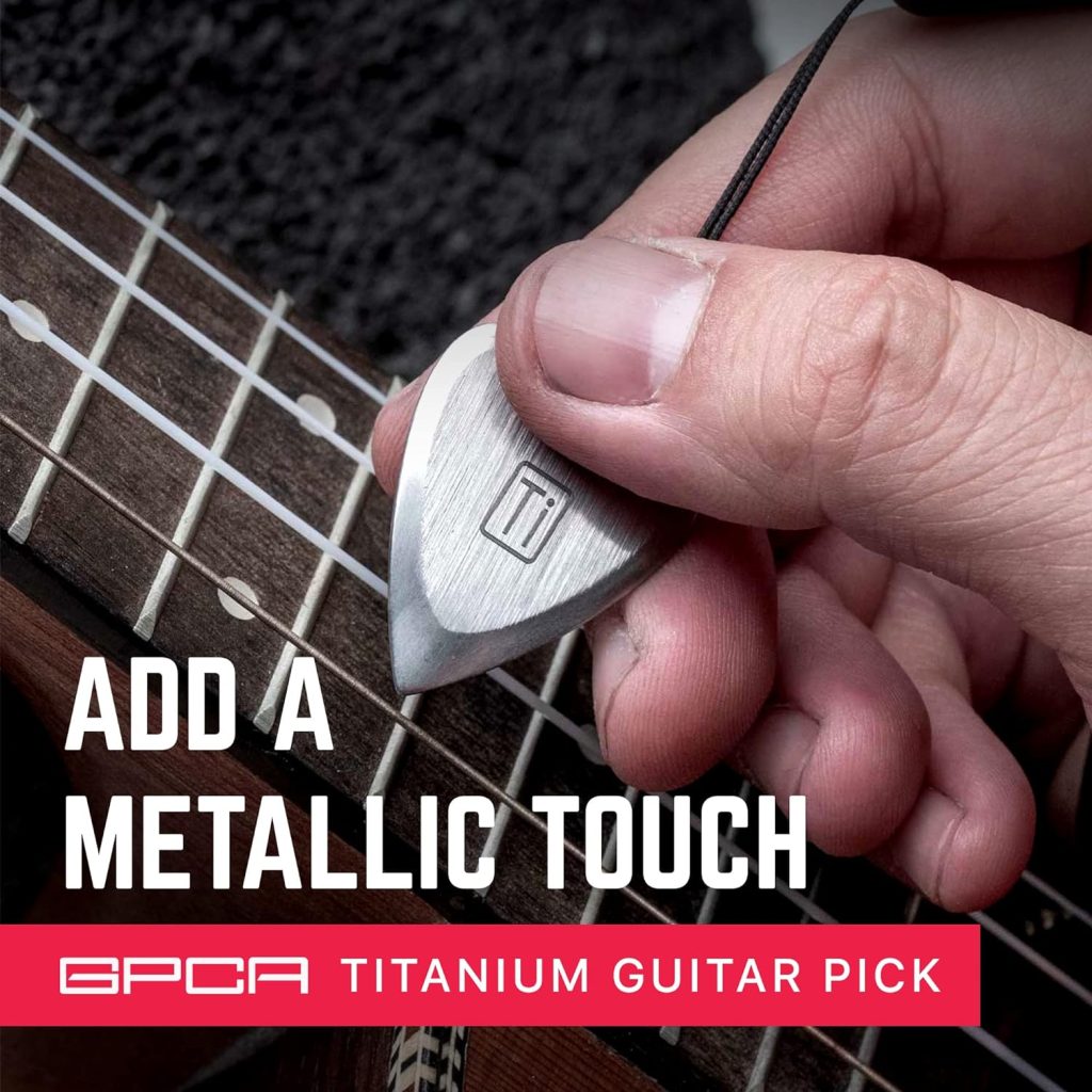 GPCA - Titanium Guitar Pick, All-Around Pick for Guitar, Bass and More, Unique Ukulele Picks with Silicone Strap, Must-Have Guitar Accessories, Gift for Musicians and Music Lovers