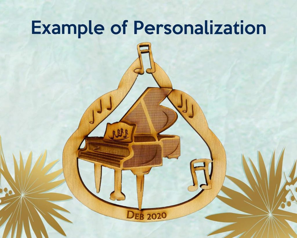Grand Piano Ornament | Personalized | Unique Piano Christmas Tree Ornament | Perfect Gifts for Pianists, Teachers or Students | Piano Holiday Decoration