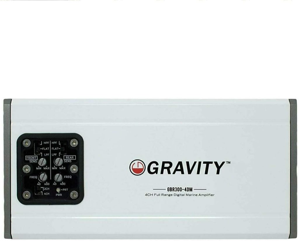 Gravity GBR300.4DM True 600-Watt RMS Micro Ultra Compact Digital 4-Channel Full Range Amplifier with RCA Stereo Input - IPX65 Waterproof - Perfect for Motorcycle, RV, ATV, Car, Boat, Marine