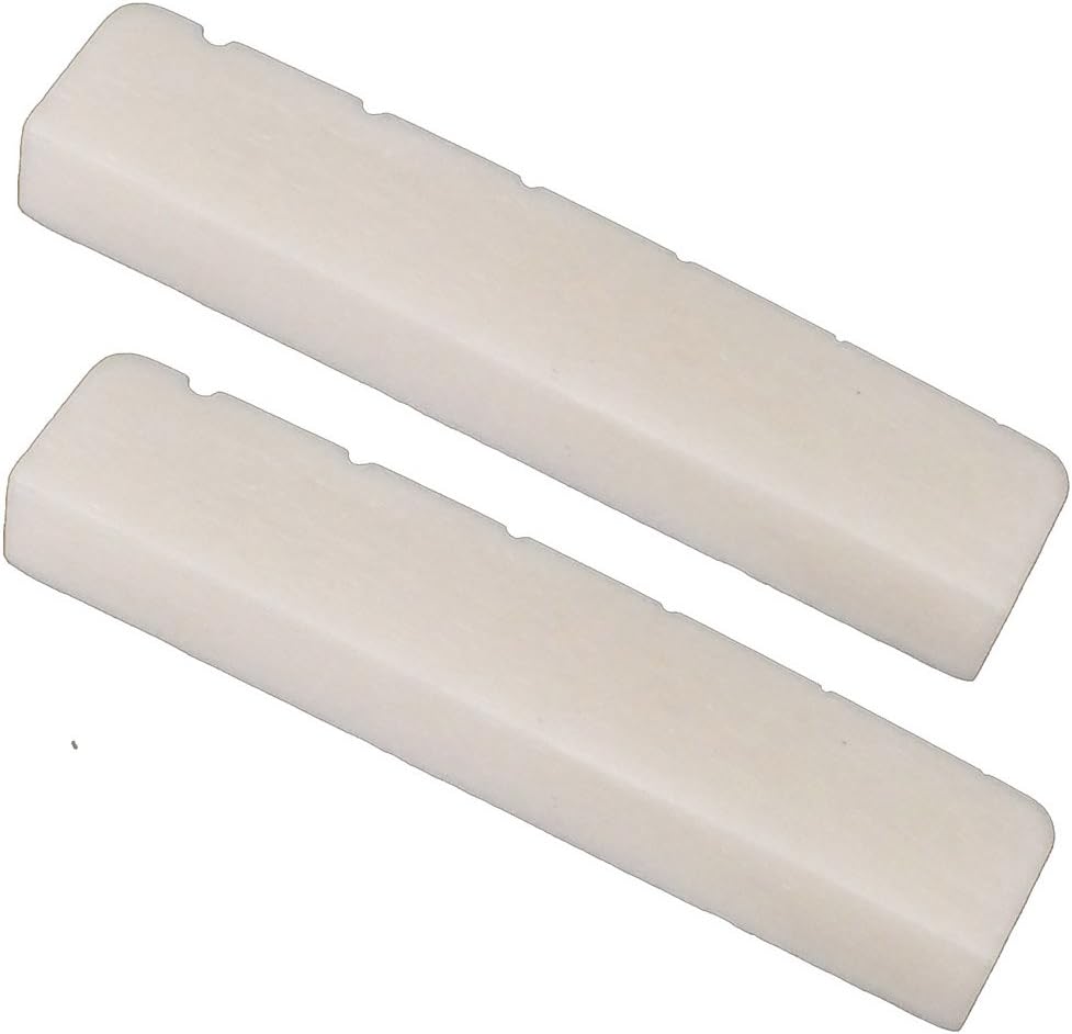 Greenten 2 Pcs 6 String Electric Bone Nut Cattle Bone Slotted Replacement (43 X 6, Unbleached)