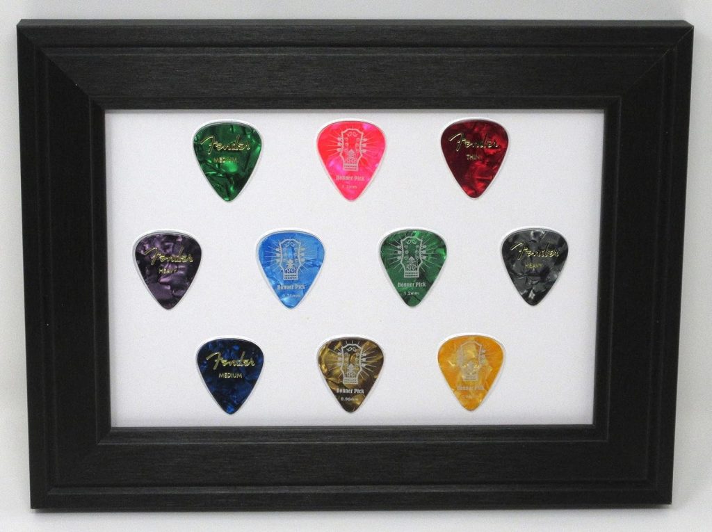 Guitar Pick Wall Display Picture Frame for 10 Picks (Not Included) Made in USA