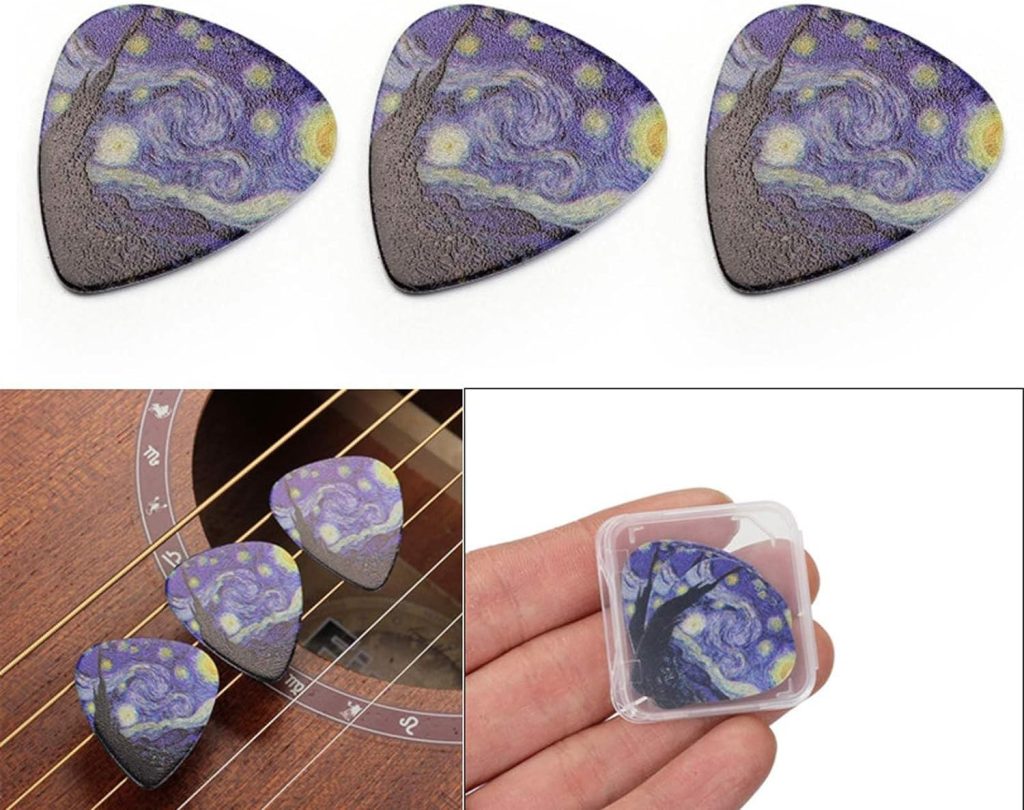 Guitar Picks Accessories 3Pcs, Cute Mushroom Guitar Picks Plectrums with Organizer Storage Box for Acoustic Guitar Variety Thin Heavy Gauges Personalized Bass Electric Acoustic Guitars Ukulele