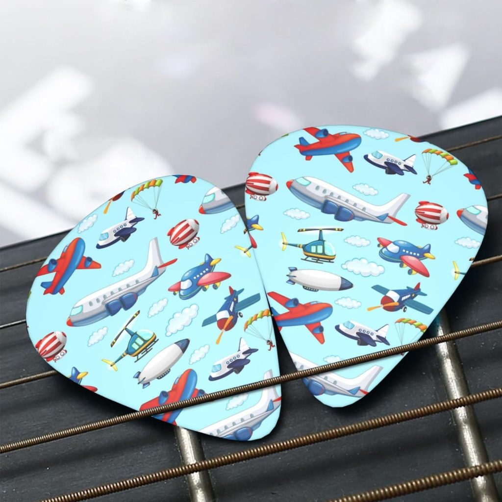 Guitar Picks Cool trippy aliens pattern Pack Celluloid 12 Pcs Plectrums for Gift Acoustic Guitar, Bass and Electric Guitar (Thin/Medium/Heavy)