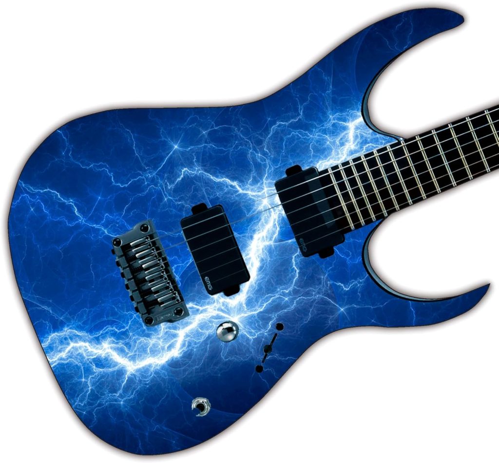 Guitar/Bass Skin Axe Wrap Re Skin Vinyl Decal Sticker Blue Lightning Bolt GS126