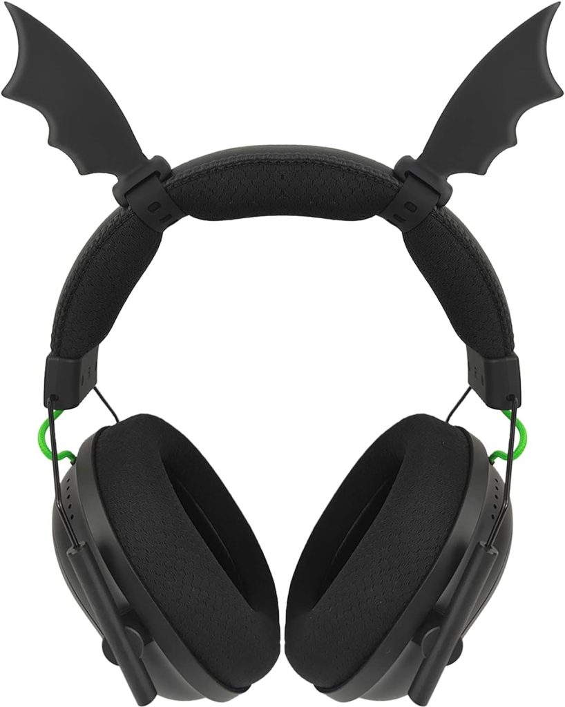 Halloween Bat Wings Headphone Attachment, Bat Devil Horns Headband Headset Decor, Cosplay Props Bat Wing for Halloween Christmas Party Dress Up Accessories,Black