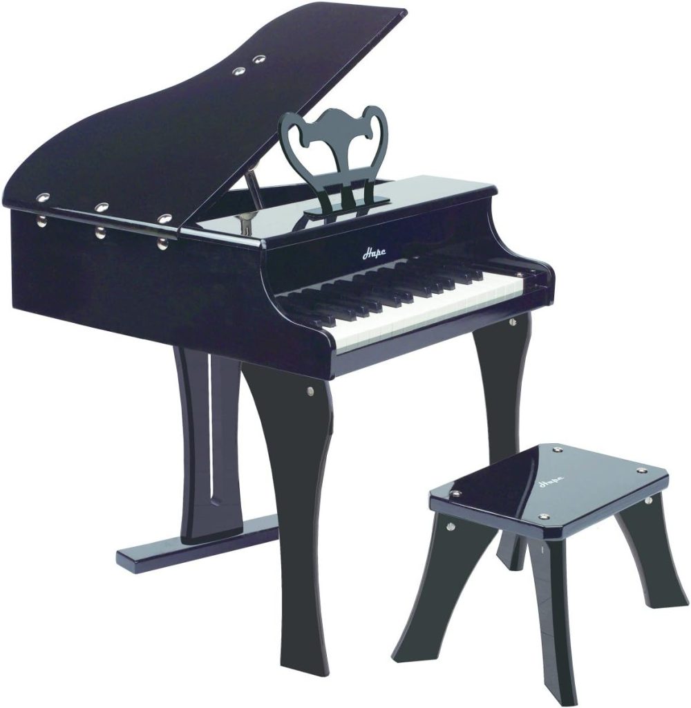 Hape Happy Grand Piano Toddler Wooden Musical Instrument, Black,L: 19.7, W: 20.5, H: 23.6 inch