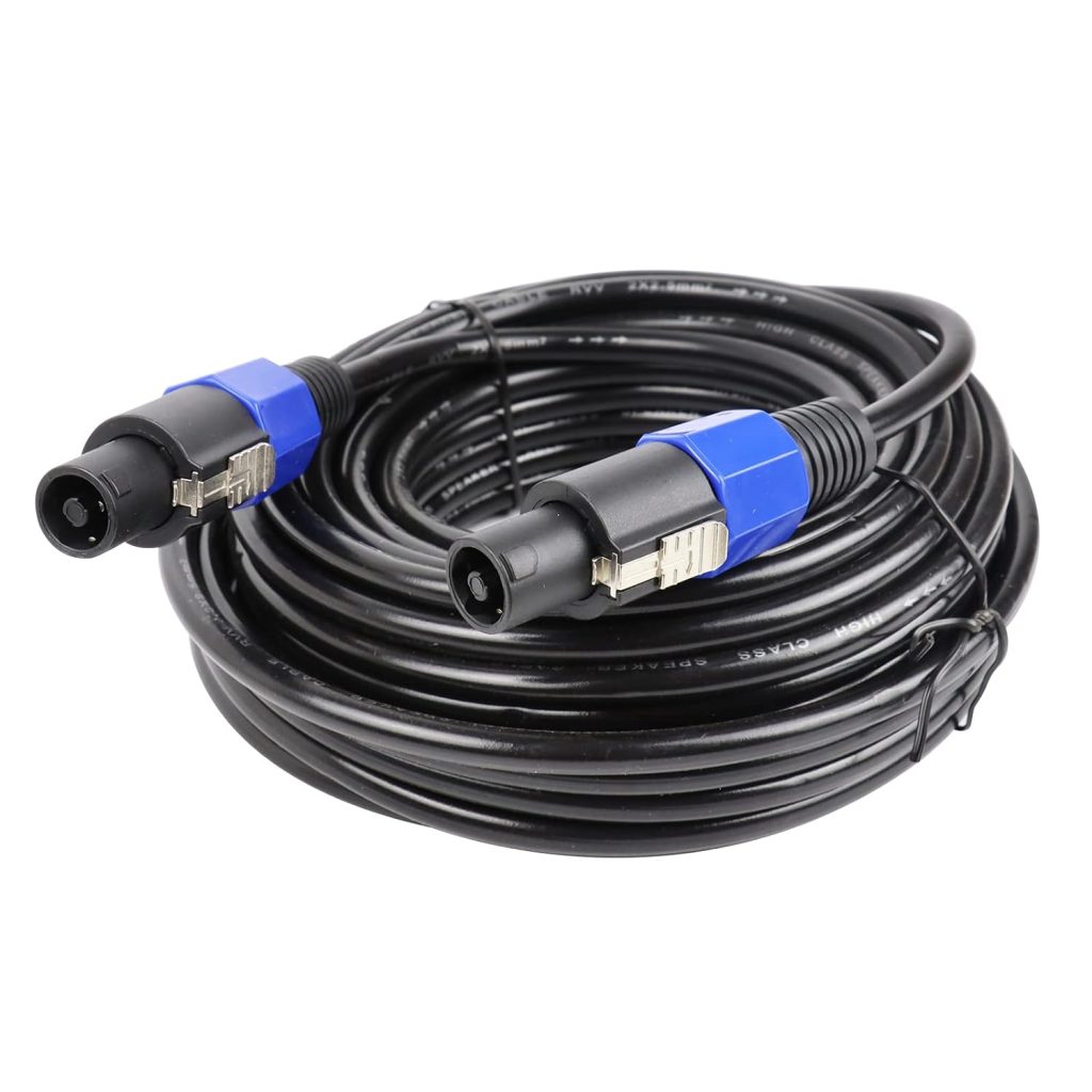 HBU 1 Pack 50 Feet Speakon to Speakon Cable - 50FT Studio Stage NL4FC Type Speak-On Male to Male Connection Wire - Live House PA DJ Loudspeaker Amplifier Audio Locking Extension Wiring 16 AWG
