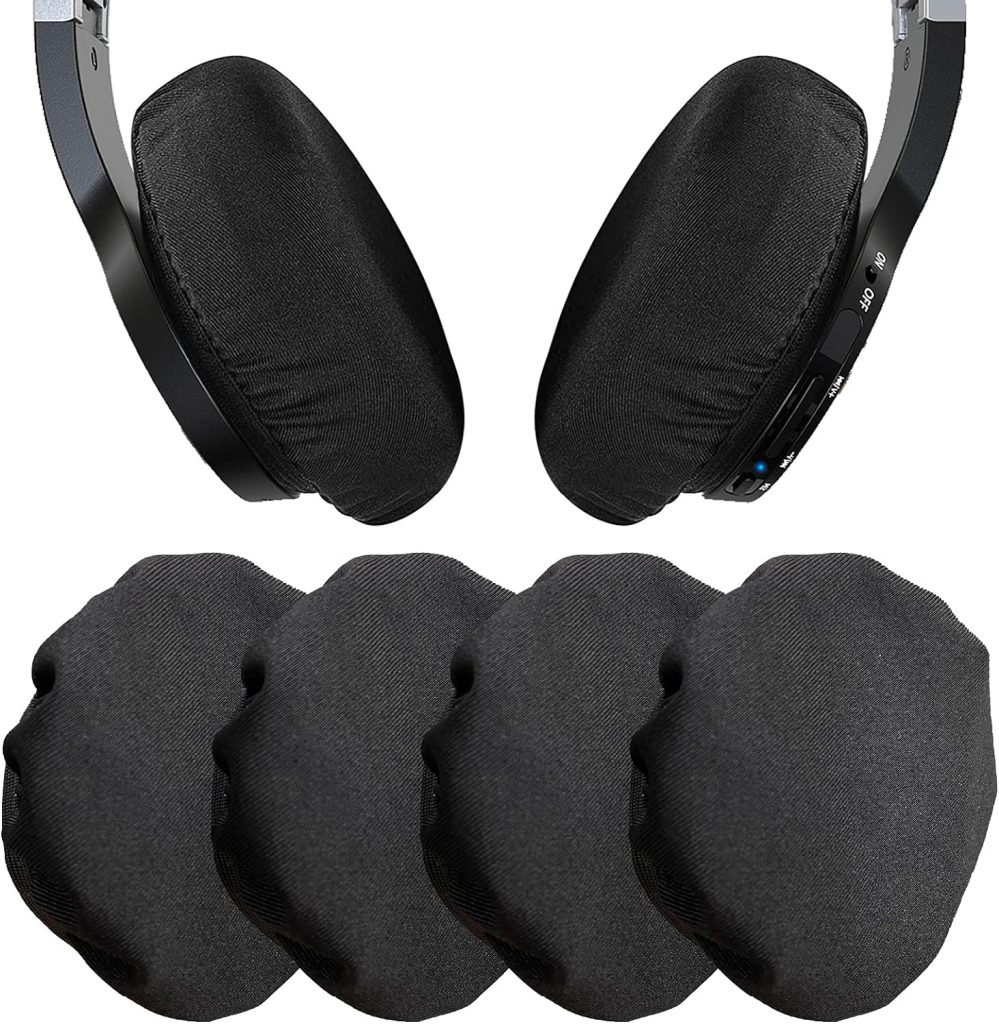 Headphone Ear Pads Covers, PChero 2 Pairs Washable Strechable Headset Earpad Cloth Cover for Gym, Training, Aviation, Racing, Gaming Over The Ear Headphones, Fit 3.5 - 4.3 Ear Pads