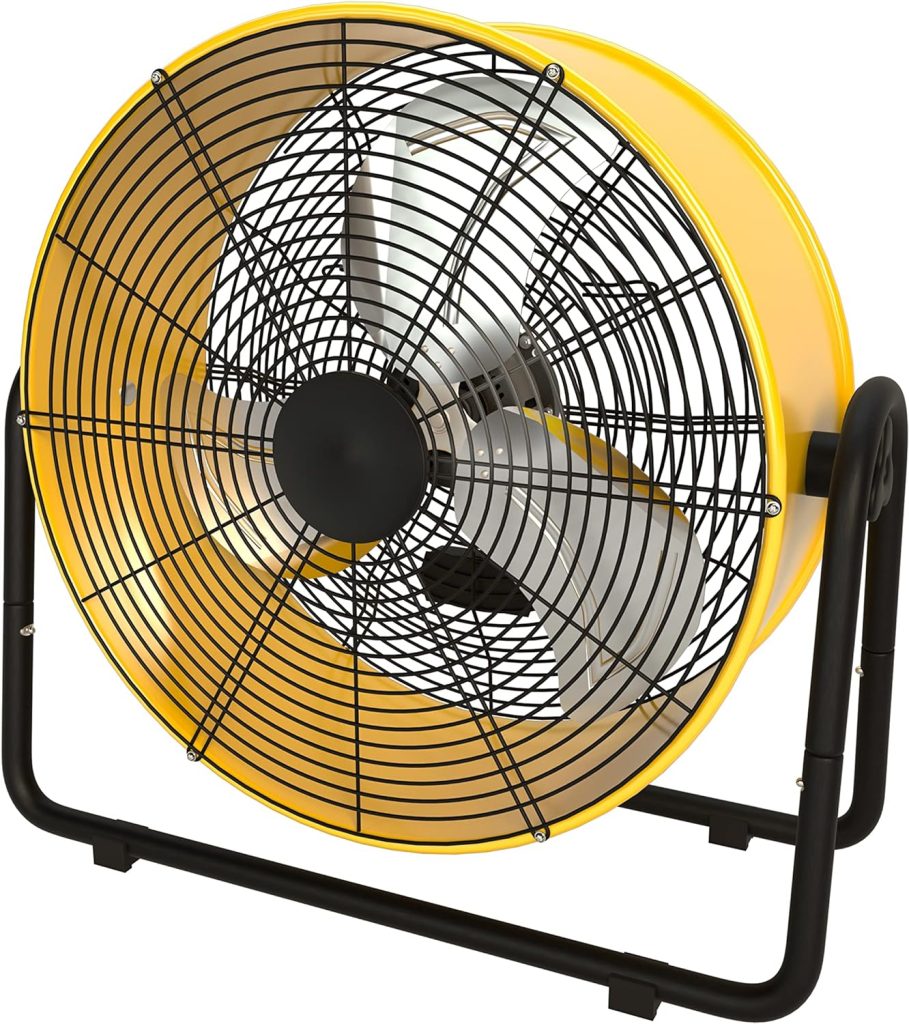 HealSmart 20 Inch Heavy Duty Metal Industrial Drum Fan, 3 Speed Floor Fan for Warehouse, Workshop, Factory and Basement - High Velocity, Yellow