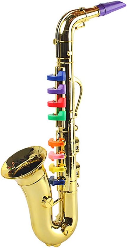 HELYZQ Simulation 8 Tones Saxophone Trumpet Children Musical Instrument Toy Party Props, Gold, 39x14.2x8.3cm