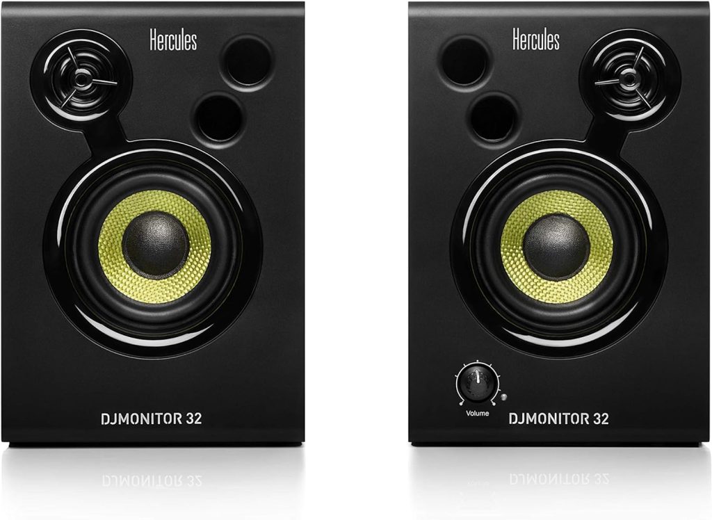 Hercules DJMonitor 32: 2 x 15 watts RMS active monitoring speakers,Black