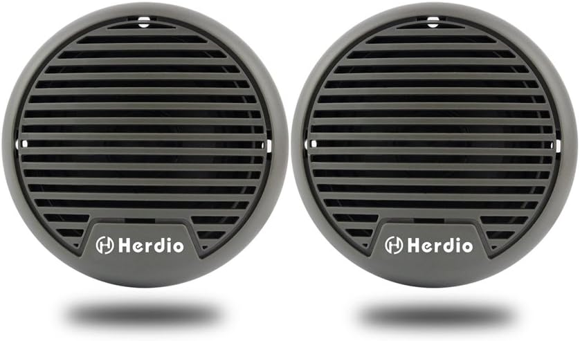 Herdio 3 inch Marine Bluetooth Speakers Boat Motorcycle Hot tub Stereo with Max Power 140 watt(A Pair) (Gray)