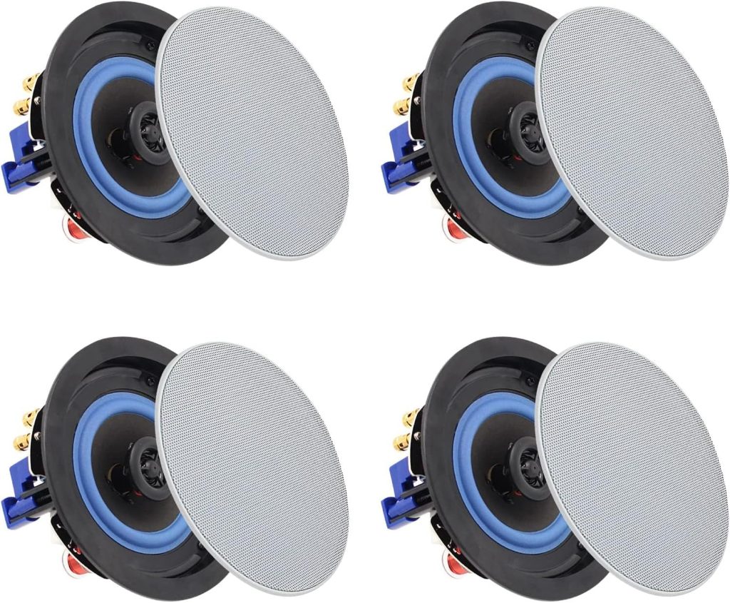 Herdio 4 Inch 320 Watts 2-Way Bluetooth Ceiling Speakers Package Perfect for Home Theater System, Living Room,Office,Flush Mount（4 Speakers）
